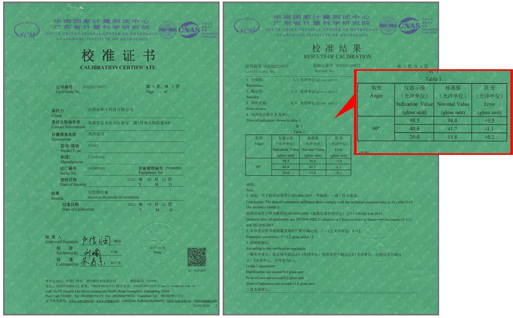 LS193產品校準證書 LS193產品校準證書